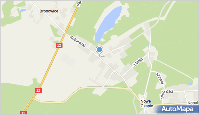 Bronowice gmina Trzebiel, Kościuszki Tadeusza, gen., mapa Bronowice gmina Trzebiel