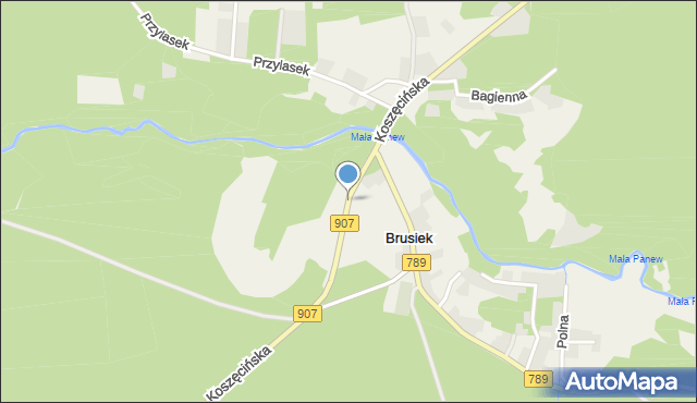 Brusiek, Koszęcińska, mapa Brusiek