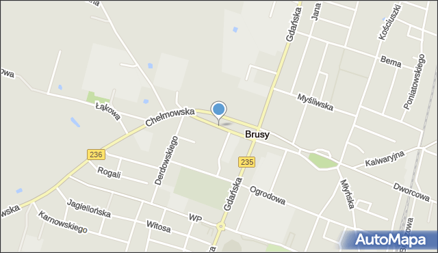 Brusy, Kościelna, mapa Brusy
