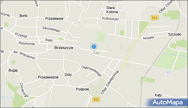 Brzeszcze, Kościelna, mapa Brzeszcze