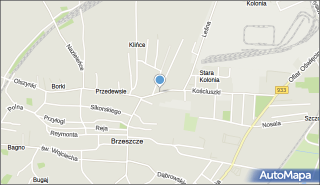 Brzeszcze, Kościuszki Tadeusza, gen., mapa Brzeszcze