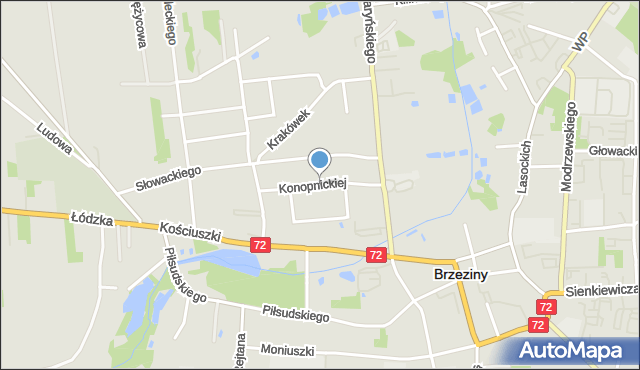 Brzeziny, Konopnickiej Marii, mapa Brzeziny