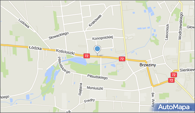 Brzeziny, Kościuszki Tadeusza, gen., mapa Brzeziny