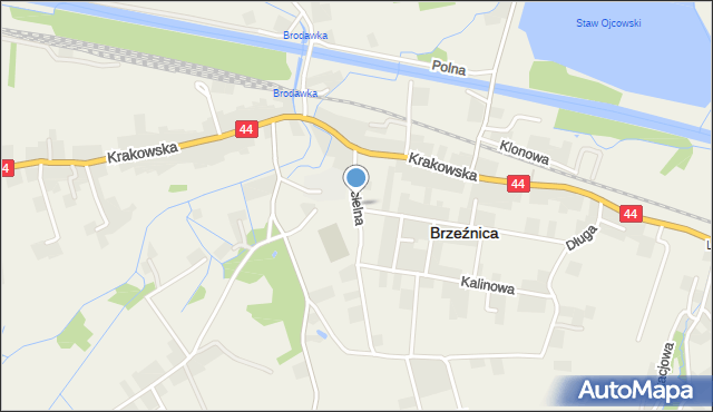 Brzeźnica powiat wadowicki, Kościelna, mapa Brzeźnica powiat wadowicki