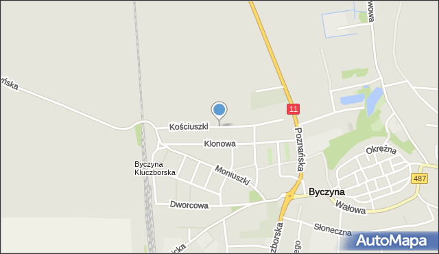 Byczyna powiat kluczborski, Kościuszki Tadeusza, gen., mapa Byczyna powiat kluczborski