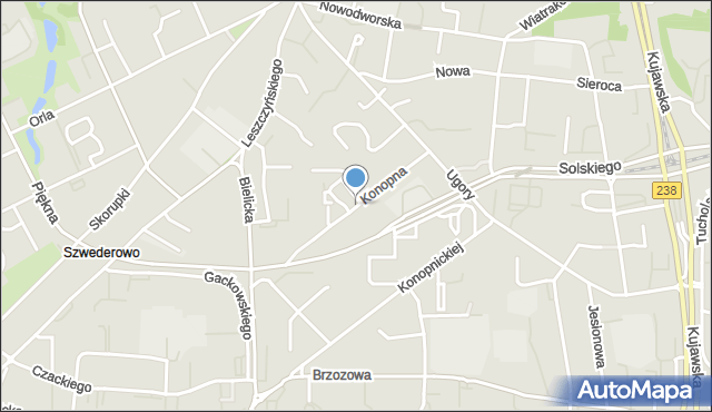 Bydgoszcz, Konopna, mapa Bydgoszczy