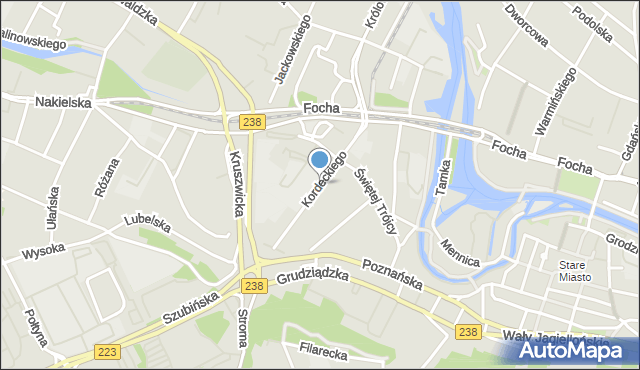 Bydgoszcz, Kordeckiego Augustyna, ks., mapa Bydgoszczy