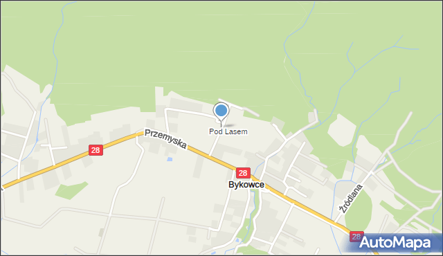 Bykowce, Kościelna, mapa Bykowce