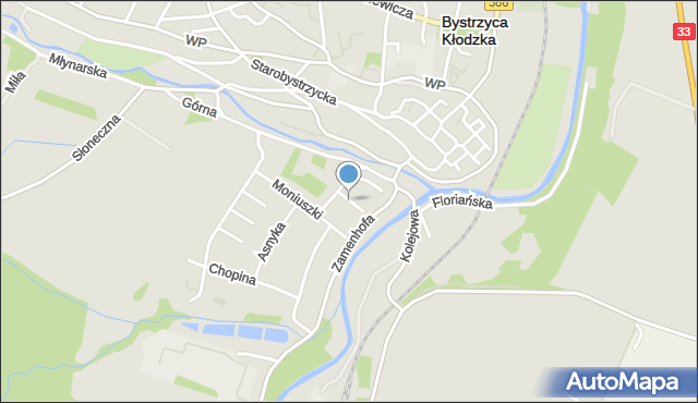 Bystrzyca Kłodzka, Kochanowskiego Jana, mapa Bystrzyca Kłodzka