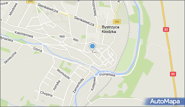 Bystrzyca Kłodzka, Kościelna, mapa Bystrzyca Kłodzka