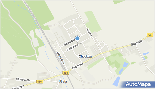 Chocicza gmina Nowe Miasto nad Wartą, Kościelna, mapa Chocicza gmina Nowe Miasto nad Wartą