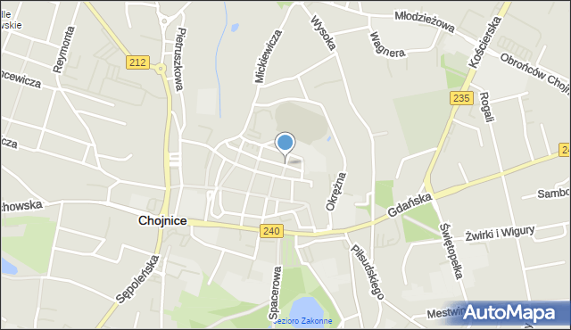 Chojnice, Koszarowa, mapa Chojnic