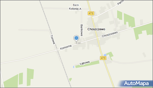 Choszczewo gmina Szadek, Komorna, mapa Choszczewo gmina Szadek