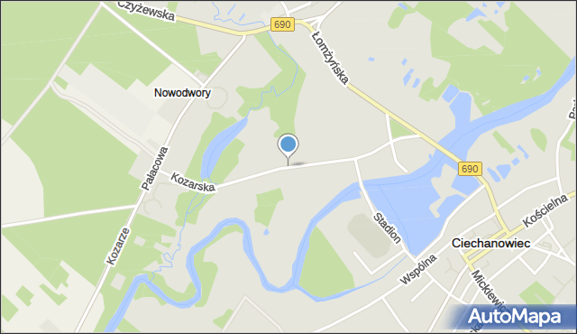 Ciechanowiec, Kozarska, mapa Ciechanowiec