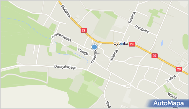 Cybinka, Kościelna, mapa Cybinka