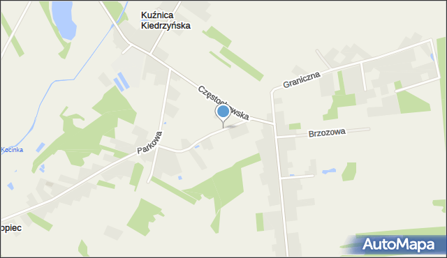 Czarny Las gmina Mykanów, Kopiecka, mapa Czarny Las gmina Mykanów