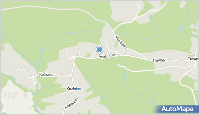 Czchów, Kozieniec, mapa Czchów