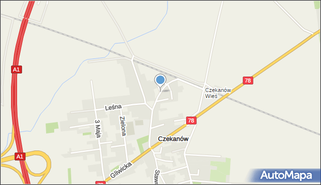 Czekanów gmina Zbrosławice, Kolejowa, mapa Czekanów gmina Zbrosławice