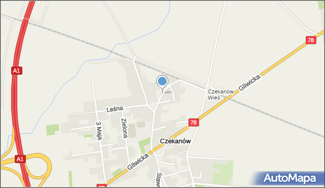 Czekanów gmina Zbrosławice, Kolejowa, mapa Czekanów gmina Zbrosławice