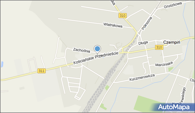 Czempiń, Kościańskie Przedmieście, mapa Czempiń