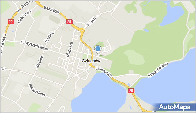 Człuchów, Kościelna, mapa Człuchów