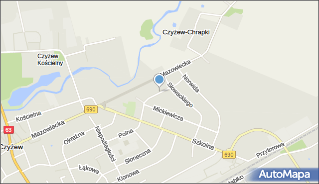 Czyżew powiat wysokomazowiecki, Konopnickiej Marii, mapa Czyżew powiat wysokomazowiecki