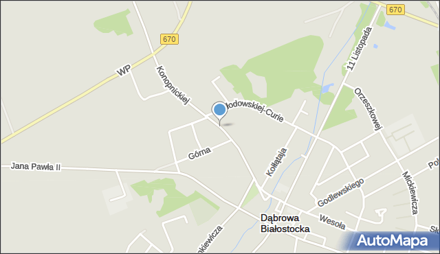 Dąbrowa Białostocka, Konopnickiej Marii, mapa Dąbrowa Białostocka
