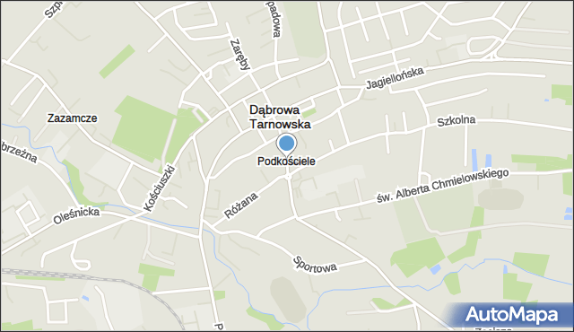 Dąbrowa Tarnowska, Kościelna, mapa Dąbrowa Tarnowska
