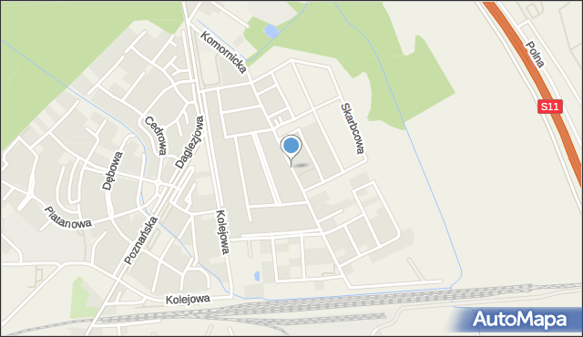 Dąbrówka gmina Dopiewo, Komornicka, mapa Dąbrówka gmina Dopiewo