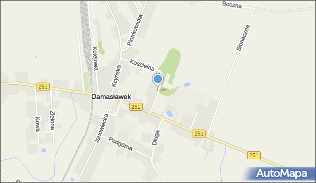 Damasławek, Kościelna, mapa Damasławek