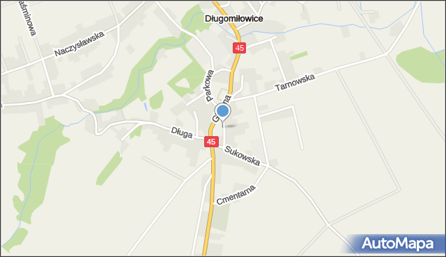Długomiłowice, Kościelna, mapa Długomiłowice