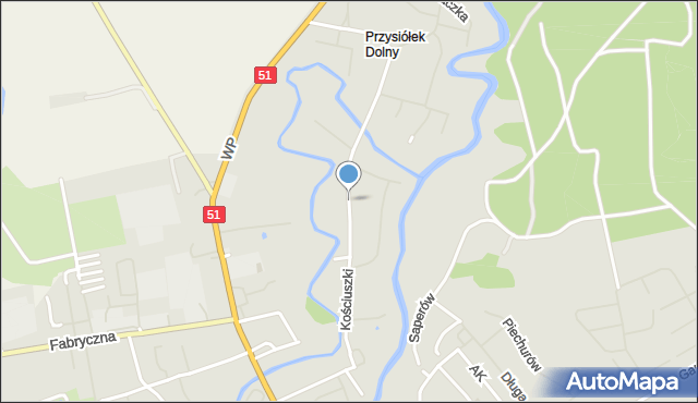 Dobre Miasto, Kościuszki Tadeusza, gen., mapa Dobre Miasto