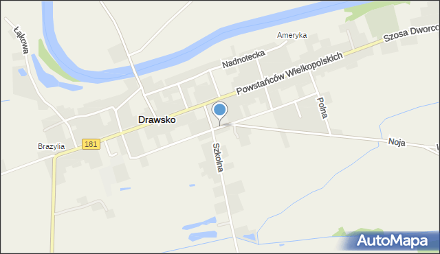 Drawsko, Kościelna, mapa Drawsko