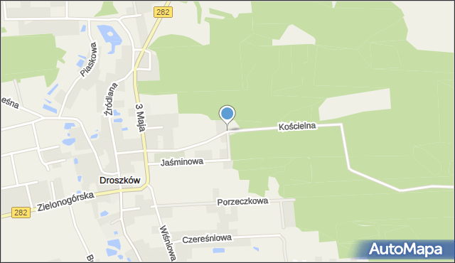 Droszków gmina Zabór, Kościelna, mapa Droszków gmina Zabór