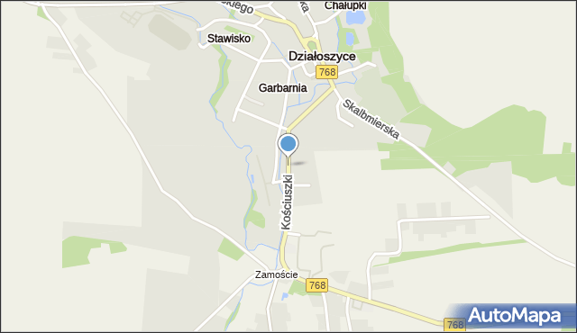 Działoszyce, Kościuszki Tadeusza, gen., mapa Działoszyce
