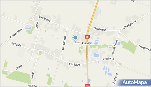 Gaszyn, Kościelna, mapa Gaszyn