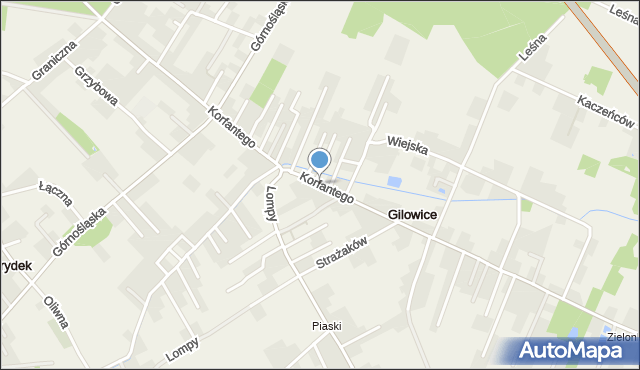 Gilowice gmina Miedźna, Korfantego Wojciecha, mapa Gilowice gmina Miedźna