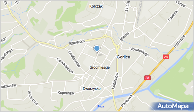 Gorlice, Kołłątaja Hugo, mapa Gorlic