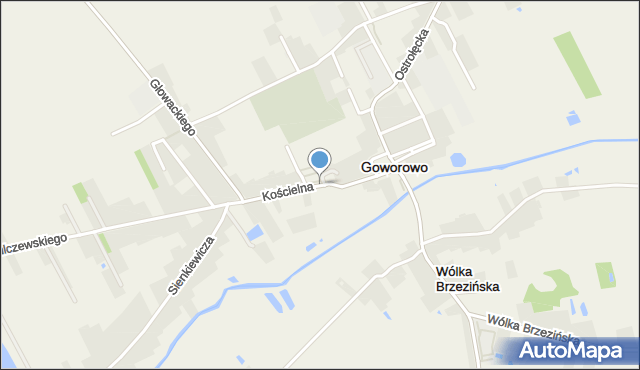 Goworowo powiat ostrołęcki, Kościelna, mapa Goworowo powiat ostrołęcki