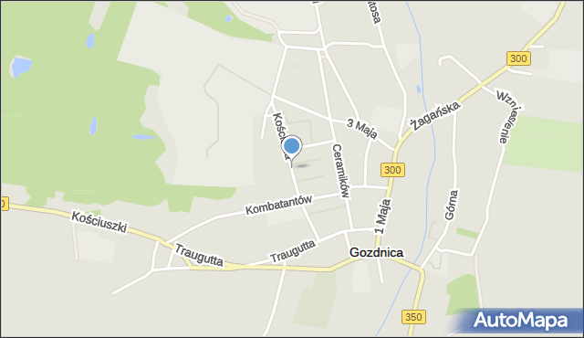 Gozdnica powiat żagański, Kościelna, mapa Gozdnica powiat żagański