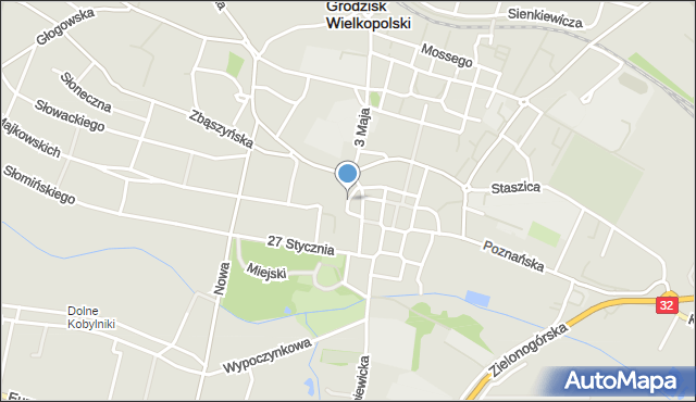 Grodzisk Wielkopolski, Kościelna, mapa Grodzisk Wielkopolski