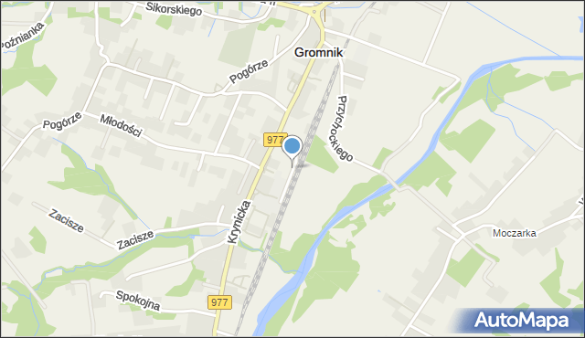 Gromnik powiat tarnowski, Kolejowa, mapa Gromnik powiat tarnowski