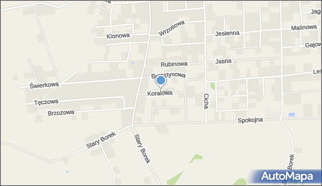 Grzybowo gmina Kołobrzeg, Koralowa, mapa Grzybowo gmina Kołobrzeg