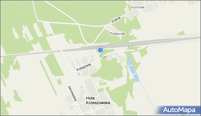 Huta Krzeszowska, Kolejowa, mapa Huta Krzeszowska