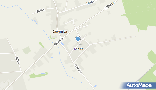Jawornica gmina Kochanowice, Kolonijna, mapa Jawornica gmina Kochanowice