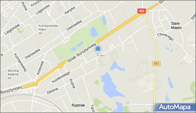 Kalisz, Kordeckiego Augustyna, ks., mapa Kalisza