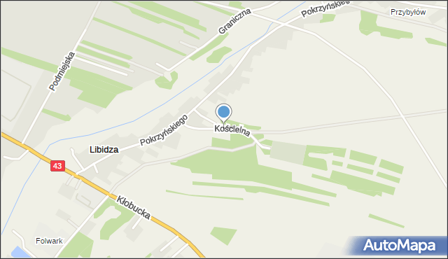 Kamyk gmina Kłobuck, Kościelna, mapa Kamyk gmina Kłobuck