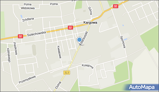 Kargowa, Kościuszki Tadeusza, gen., mapa Kargowa