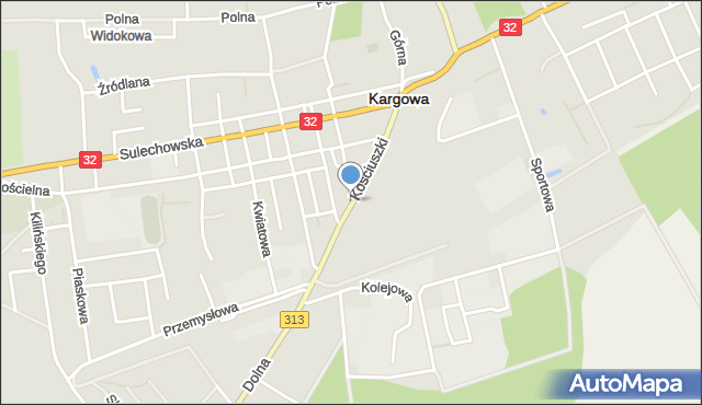 Kargowa, Kościuszki Tadeusza, gen., mapa Kargowa