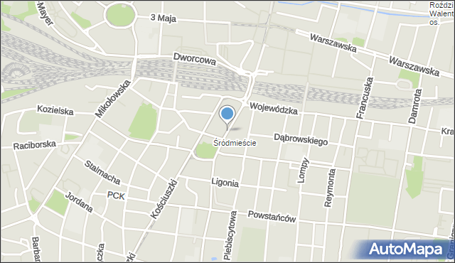 Katowice, Kochanowskiego Jana, mapa Katowic